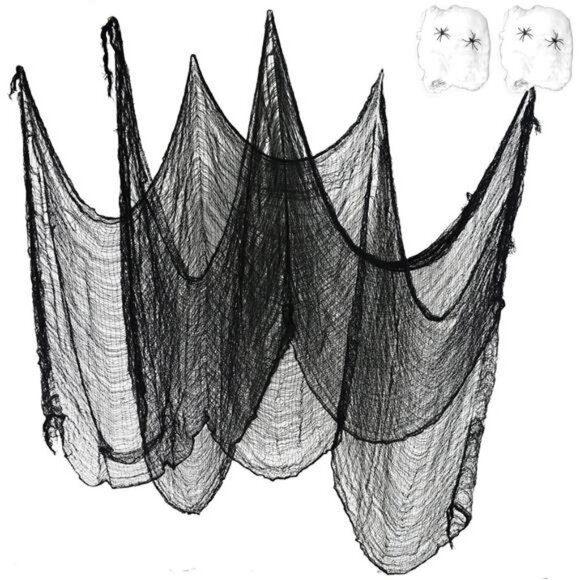 Set of 2 Black Creepy Scary Gauze Cloth Doorways for Walls Entryways 30"x84" - Picture 1 of 6